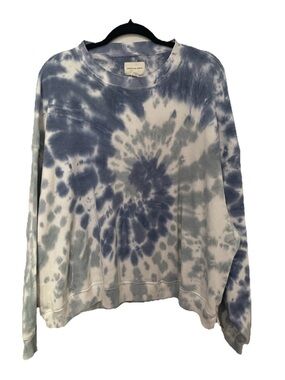 American Eagle Outfitters Blue and White Tie-Dye Sweatshirt